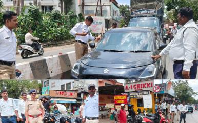 Lonavala Police l काळ्या काचा, बिना नंबर प्लेट, फॅन्सी नंबर प्लेट, कर्णकर्कश आवाज करणारे सायलेन्सर अशा 105 वाहनांवर लोणावळा पोलिसांची कारवाई 
